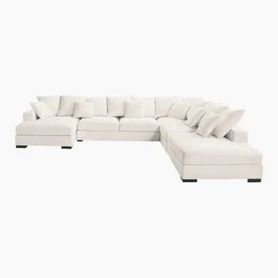Maisons du Monde 7-Seater Cotton Modular Corner Sofa in Ivory Loft