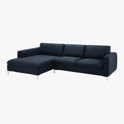 Maisons du Monde 5-Seater Fabric Left Corner Sofa in Midnight Blue City