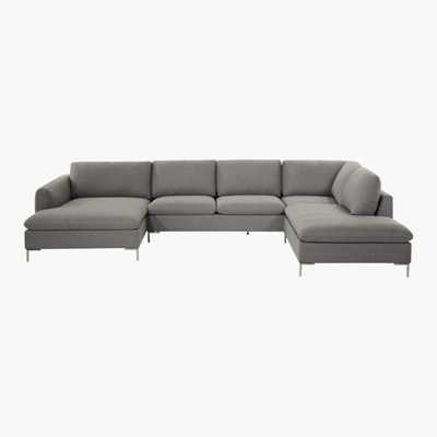 Maisons du Monde Fabric 7-Seater Corner Sofa, Light Grey City