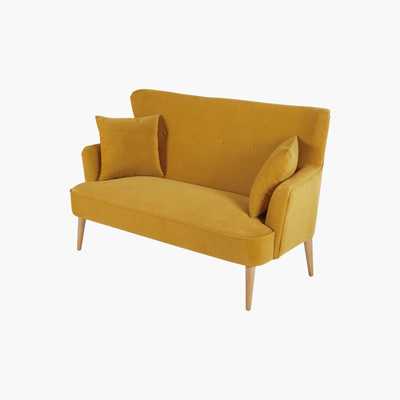 Maisons du Monde Mustard Yellow 2-Seater Velvet Sofa Leon