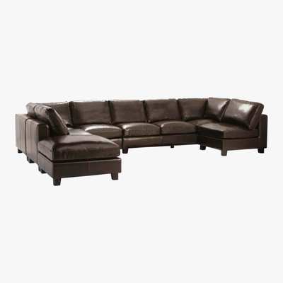 Maisons du Monde 7-Seater Split Leather Corner Sofa in Chocolate Kennedy