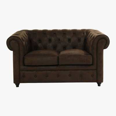 Maisons du Monde 2-Seater Button Sofa in Brown Chesterfield