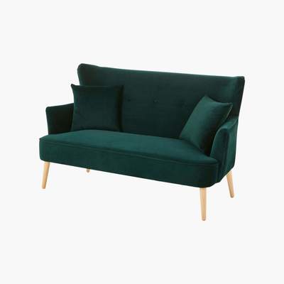 Maisons du Monde Green Vintage 2-Seater Velvet Sofa Leon