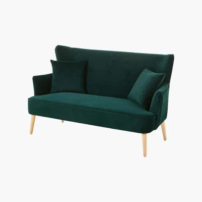 Maisons du Monde Green Vintage 2-Seater Velvet Sofa Leon