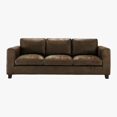 Maisons du Monde 3 Seater Imitation Suede Sofa in Brown Kennedy