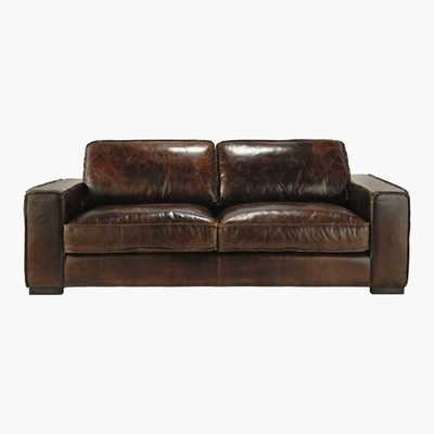 Maisons du Monde 3-Seater Leather Vintage Sofa in Brown Colonel