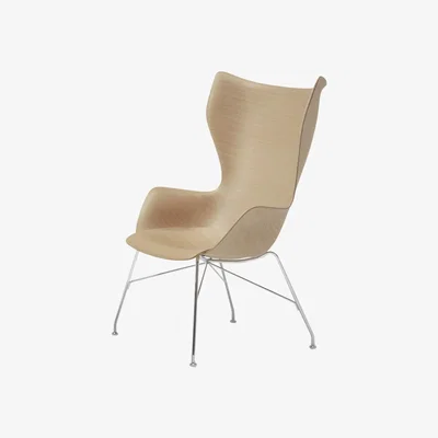 Amara Kartell - K/Wood High Back Armchair - Light Wood/Chrome