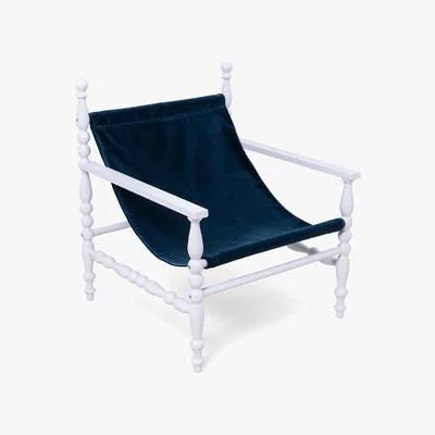 Amara Seletti - Heritage Wooden Armchair - White/Blue