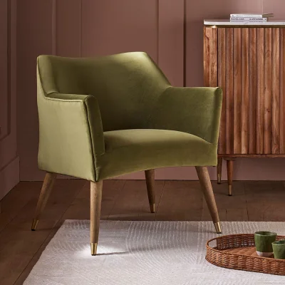 Atkin & Thyme Astoria Armchair in Apple Green Velvet