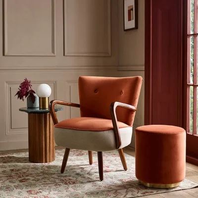 Atkin & Thyme Calvin Armchair in Rust Velvet