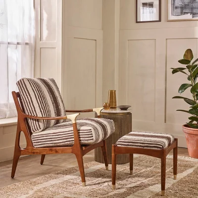 Atkin & Thyme Levi Armchair In Striped Rug