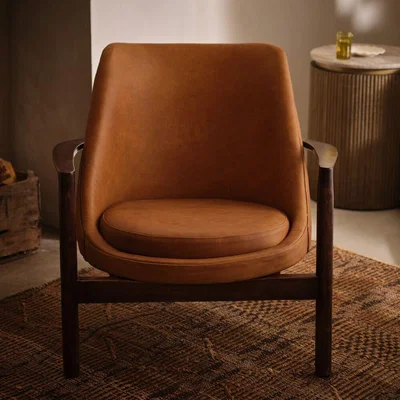 Atkin & Thyme Evelyn Armchair In Tan Leather