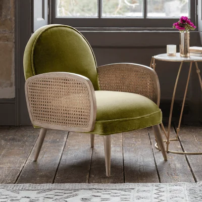 Atkin & Thyme Emmeline Apple Green Velvet Armchair