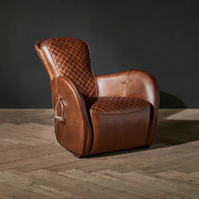Andrew Martin Saddle Chair - Vintage Cigar, Chair - Andrew Martin Leather