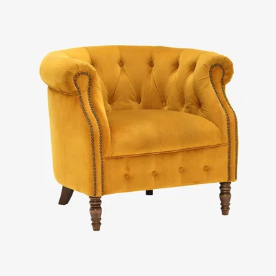 Barker and Stonehouse Ollena Velvet Armchair, Yellow | Barker & Stonehouse