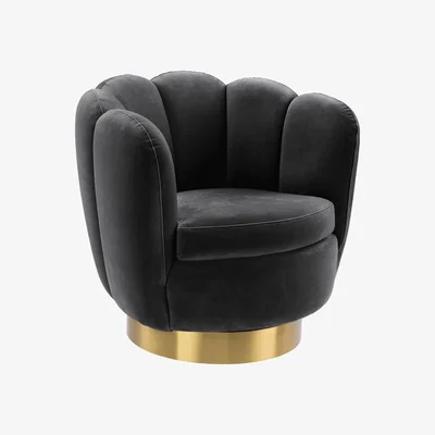 Barker and Stonehouse Eichholtz Mirage Swivel Armchair, Grey Velvet | Barker & Stonehouse