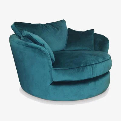 Barker and Stonehouse Harrington Cuddler Swivel, Teal Fabric | Barker & Stonehouse