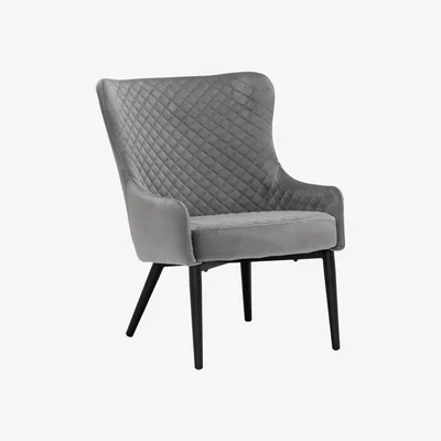 Barker and Stonehouse Rivington Velvet Lounge Armchair, Grey | Barker & Stonehouse