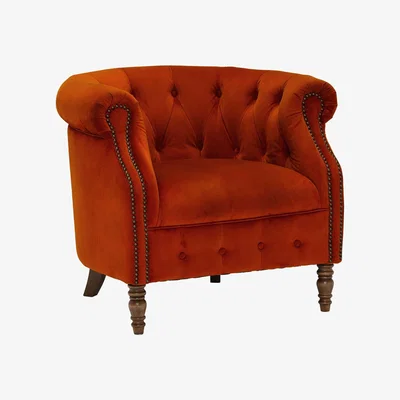 Barker and Stonehouse Ollena Velvet Armchair, Orange | Barker & Stonehouse