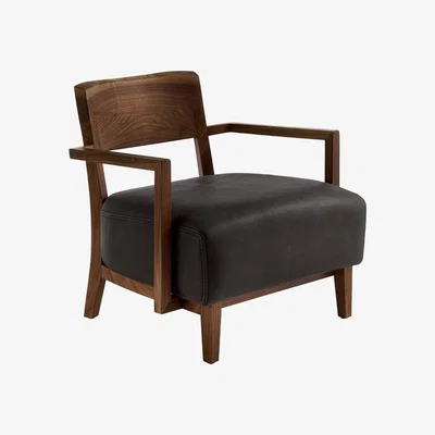 Barker and Stonehouse Riva 1920 Wilma Armchair, Black Leather | Riva 1920
