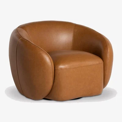 Barker and Stonehouse Gardin Swivel Armchair, Brown Leather | Barker & Stonehouse