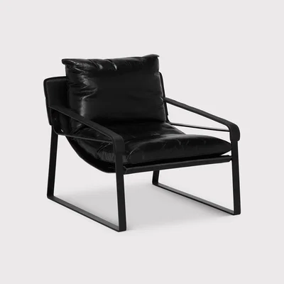 Barker and Stonehouse Pure Furniture Caxton Club Armchair, Black | Barker & Stonehouse
