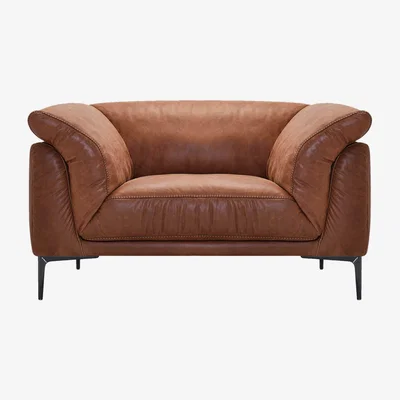 Barker and Stonehouse Epping 1.5 Seater Armchair, Brown Leather | Barker & Stonehouse