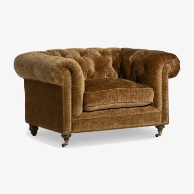 Barker and Stonehouse Highgrove Snuggler Armchair, Gold Fabric | Barker & Stonehouse
