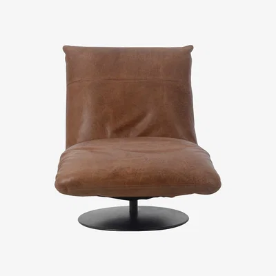Barker and Stonehouse Timothy Oulton Bay Swivel Chair, Brown Leather | Barker & Stonehouse