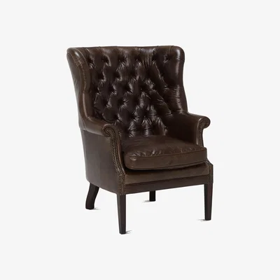 Barker and Stonehouse Tetrad Harris Tweed Mackenzie Wing Chair, Brown Fabric | Barker & Stonehouse