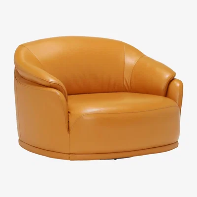 Barker and Stonehouse Romero Swivel Armchair, Yellow Leather | Barker & Stonehouse