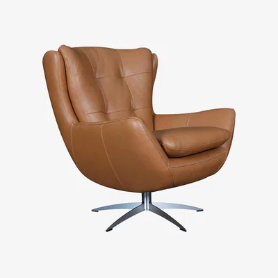 Barker and Stonehouse Mills Swivel Armchair, Brown Leather | Barker & Stonehouse
