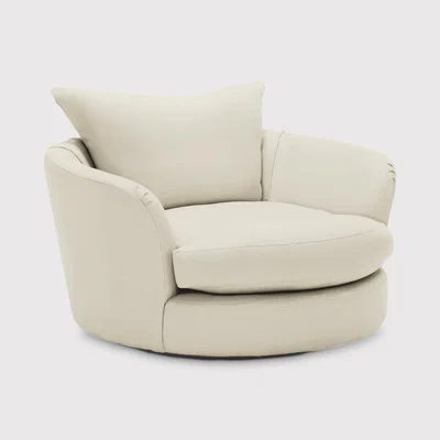 Barker and Stonehouse Floyd Cuddler Swivel Armchair, White Fabric | Barker & Stonehouse