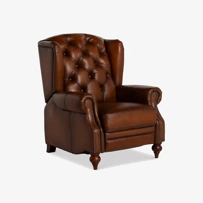 Barker and Stonehouse Ullswater Power Recliner Wing Recliner Chair Sofa, Brown Leather | Barker & Stonehouse