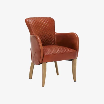 Barker and Stonehouse Timothy Oulton Side Saddle Leather Chair, Vagabond Red and Oak