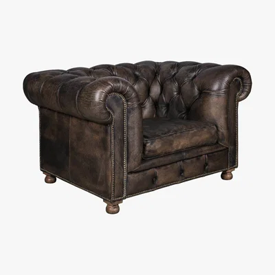 Barker and Stonehouse Timothy Oulton Westminster Feather 1 Seater Sofa, Vegabond Black Leather