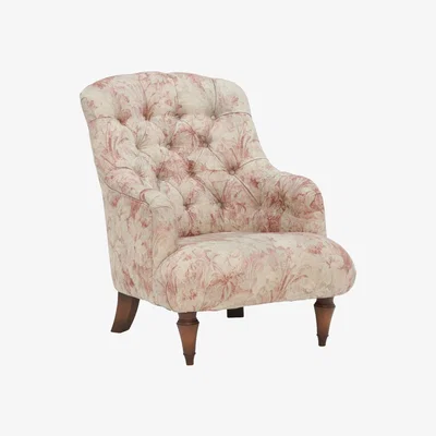 Barker and Stonehouse Drew Pritchard Stowe Button Back Armchair, Pink Fabric | Barker & Stonehouse