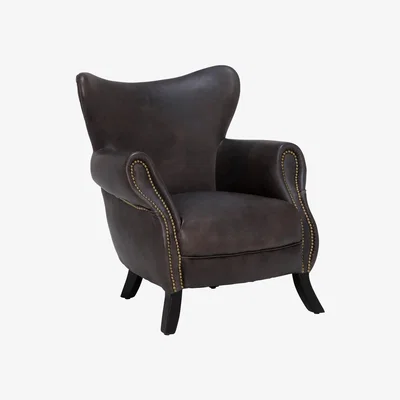 Barker and Stonehouse Timothy Oulton Scholar Leather Chair, Black and Black