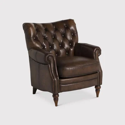 Barker and Stonehouse Whistler Wing Armchair, Brown Leather | Barker & Stonehouse