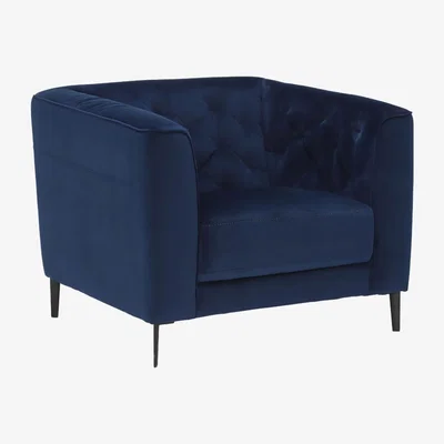 Barker and Stonehouse Corrine Chair In Blue - Chesterfield Design - High Resilient Foam - W101 x D92 x H78cm