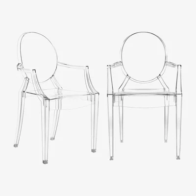 Barker and Stonehouse Pair of Kartell Louis Ghost Stackable Armchair, Crystal