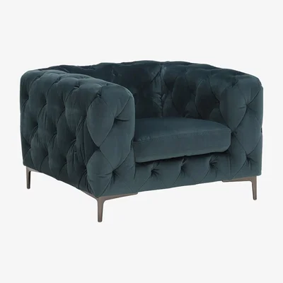 Barker and Stonehouse Sophia Velvet Armchair, Blue | Barker & Stonehouse