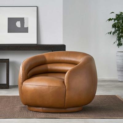 Barker and Stonehouse Ortega Swivel Armchair, Brown Leather | Barker & Stonehouse