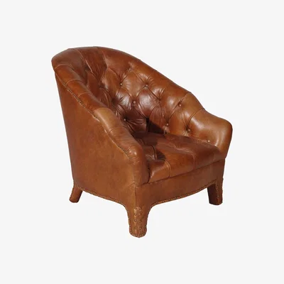 Barker and Stonehouse Timothy Oulton Branco Tub Chair, Brown Leather | Barker & Stonehouse