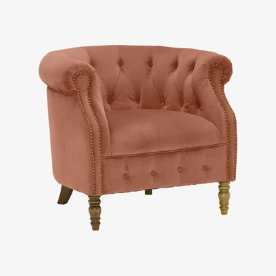 Barker and Stonehouse Ollena Velvet Armchair, Pink | Barker & Stonehouse