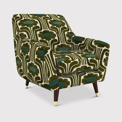 Barker and Stonehouse Orla Kiely Rose Armchair, Green Fabric | Barker & Stonehouse