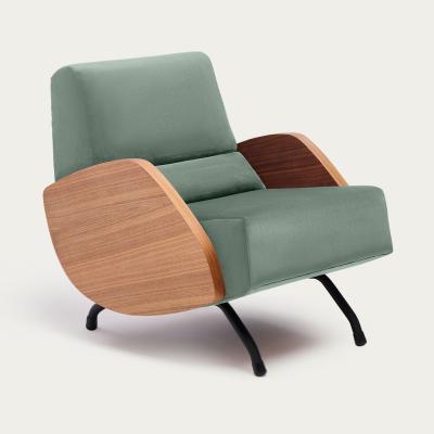 Bombinate.com Sage Green R360 Velvet Armchair - Walnut