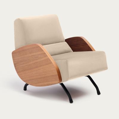 Bombinate.com Ivory Beige R360 Velvet Armchair - Walnut