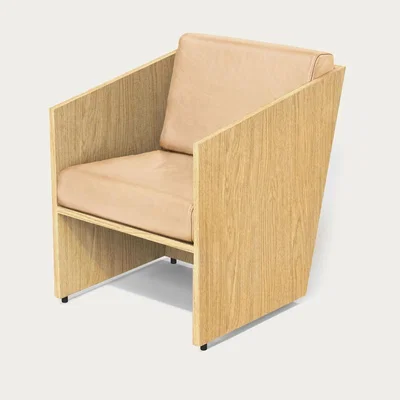 Bombinate.com Oak Alcantara Chair with Natural Leather Seat
