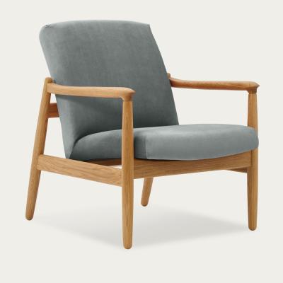 Bombinate.com Stone Grey H64 Velvet Lowback Armchair - Oak